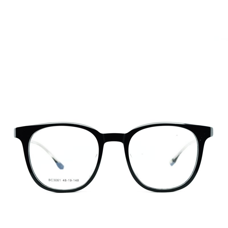 Anteojos de Acetato Negro livianos para lentes recetados | BC3061NEC01