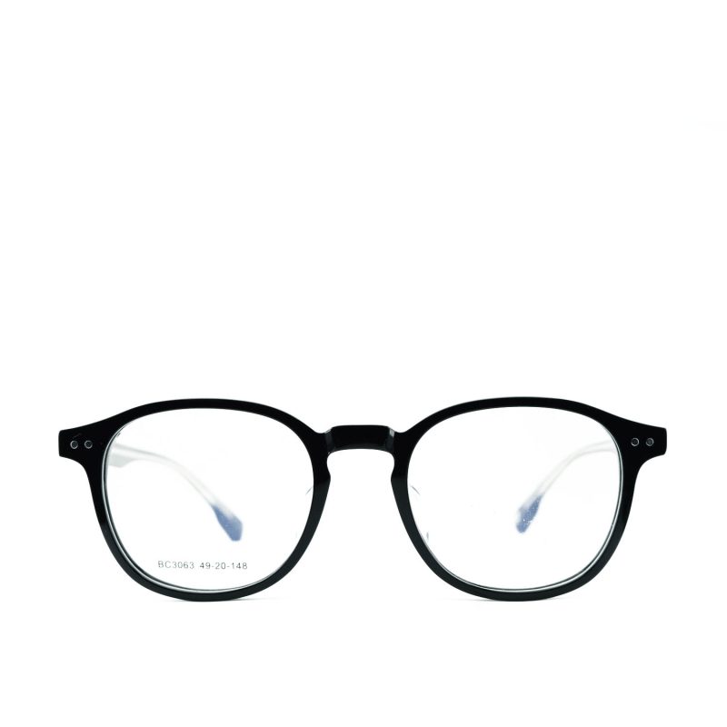 Anteojos de Acetato Negro livianos para lentes recetados | BC3063NEC01