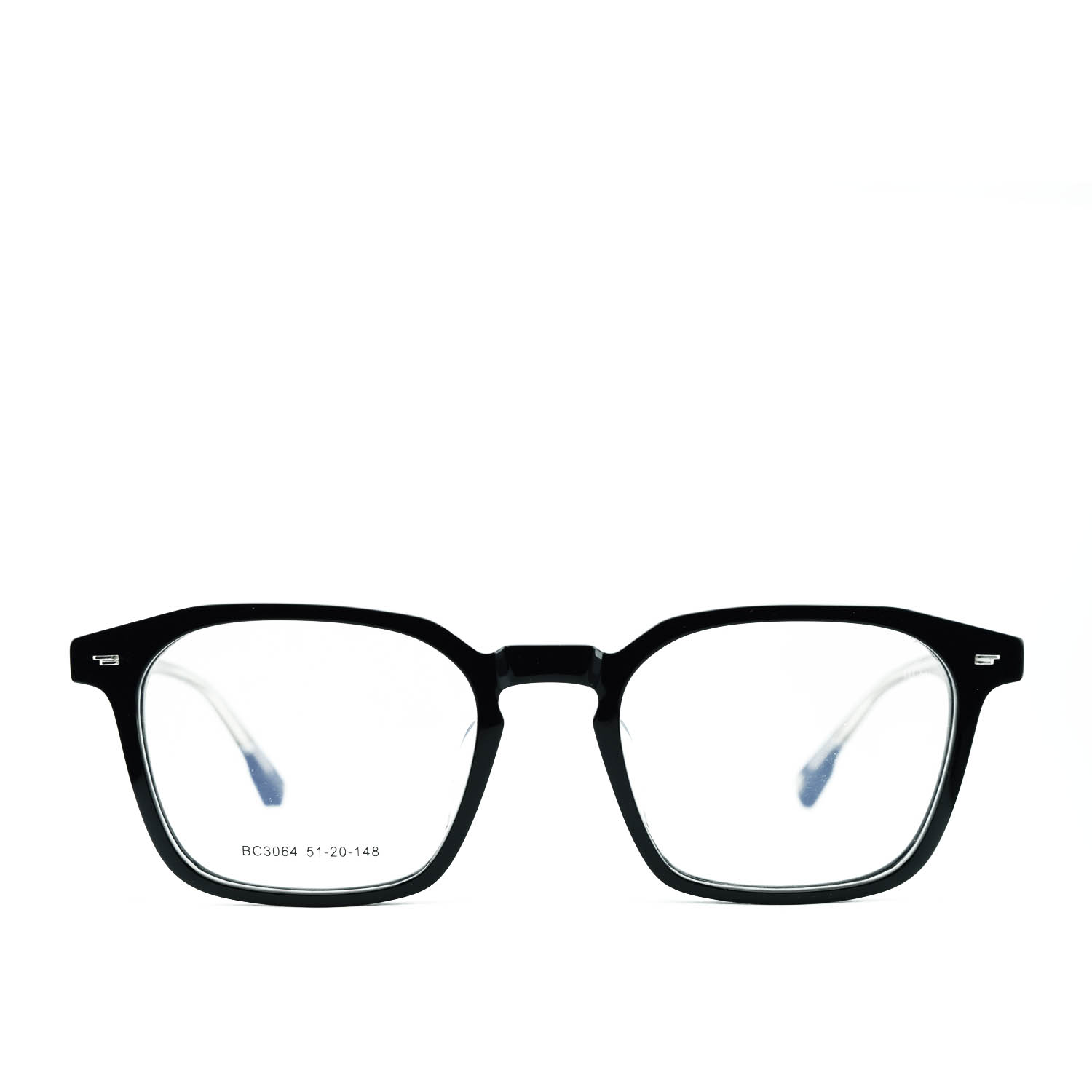 Anteojos de Acetato Negro livianos para lentes recetados | BC3064NEC01