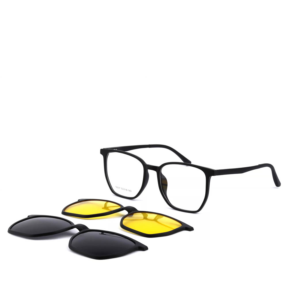 Anteojos Clip On A12237C2 - Armazón Negro 2 en 1 para Sol y Receta, Diseño Práctico